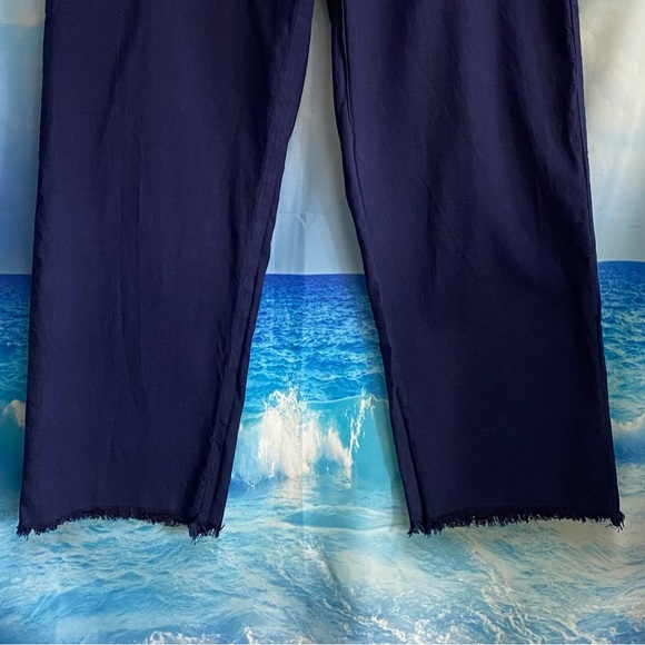 Frank & Eileen Kinsale Performance Cotton Linen Crop Pants Size: 8 Navy - Picture 7 of 16